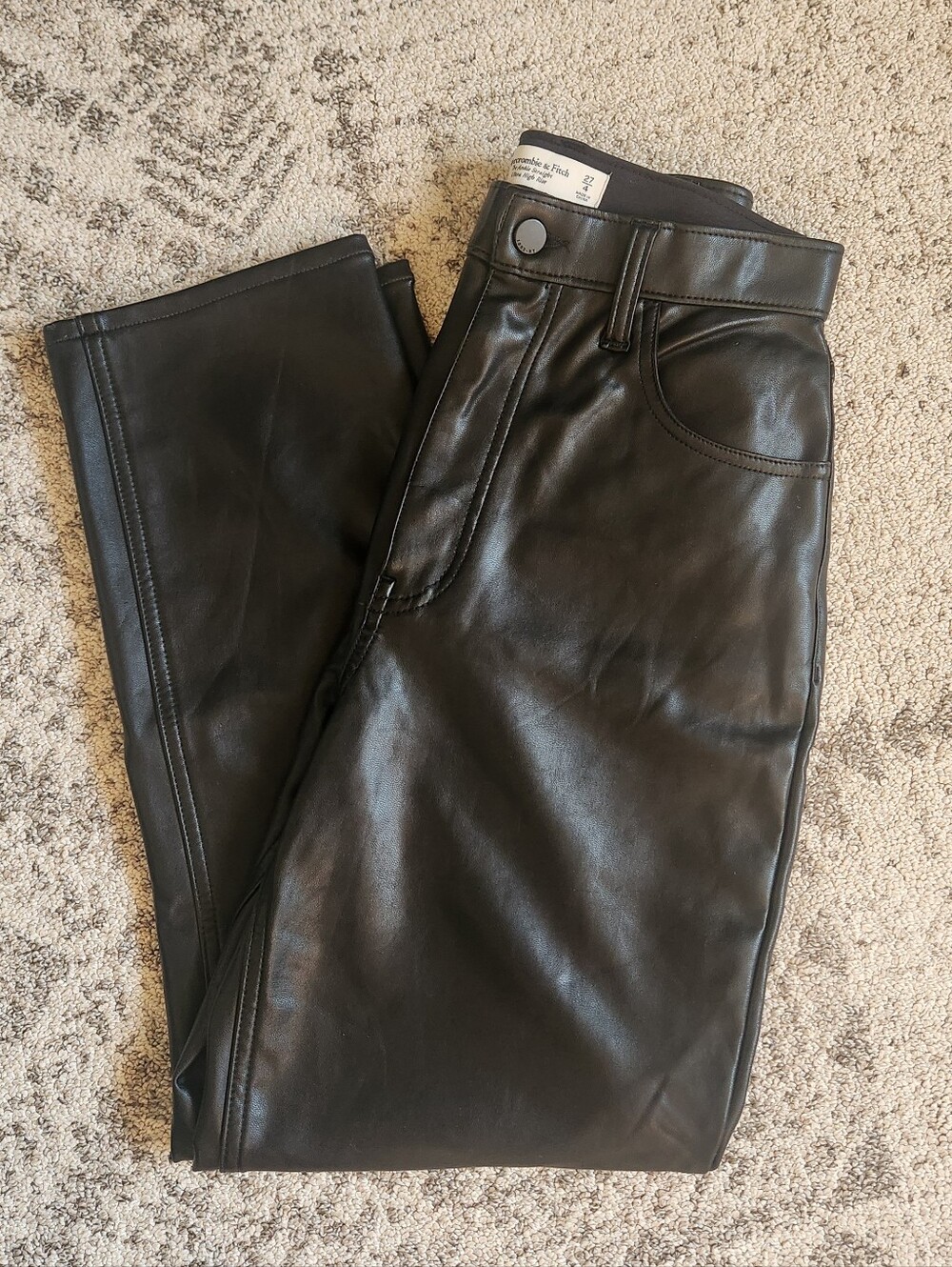 Abercrombie & Fitch Black Faux Leather High-Waist Pants